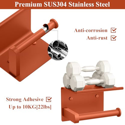 Toilet Paper Holder with Shelf Wall Mounted Toilet Paper Roll Dispenser | Heavy Duty Stainless Steel Crimson - color: N-crimson