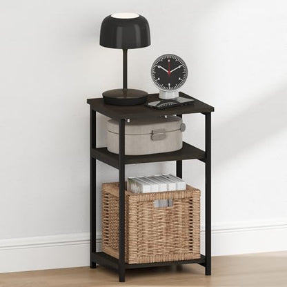 Furinno JUST Night Stand, Nightstand, 3-Tier Metal Frame End Table with Open Shelf, Side Table, End Table, for Living Room, Bedroom, Espresso - color: Espresso