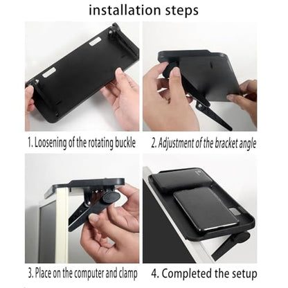 2 Pieces TV Top Shelf Screen Monitor Top Storage Bracket Computer Screen Shelf Adjustable Bracke for Media Boxes Game Console Router Home Mount (Black, 11.8 x 4.9 Inch) - color: Black