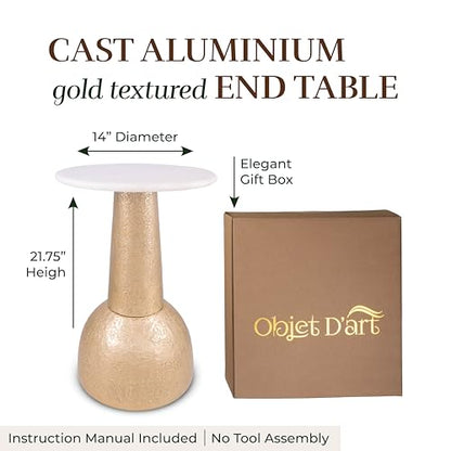 OBJET D'ART Cupola Small Round Gold End Table, 22" H | Vintage Metal Accent, Side Table, Pedestal, Cocktail, Drink Table, Living Room, Small Spaces, Modern Look, Quality Build - style: Cupola