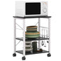 sogesfurniture 3-Tier Kitchen Baker's Rack Utility Shelf Microwave Oven Stand Storage Cart Workstation Shelf 3-Tier Kitchen Utility Cart on Wheels with Storage,Black Brown - color: Black