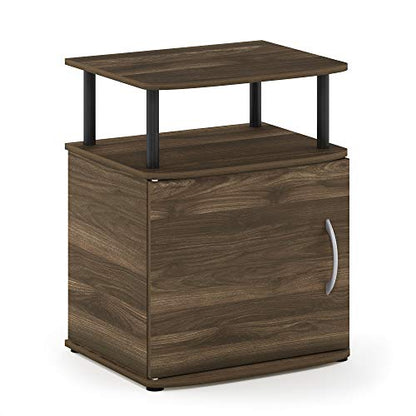 Furinno JAYA End Side Sofa Table/Nightstand with Door, 1-Pack, Columbia Walnut/Black - color: Columbia Walnut/Black, size: 1-Pack