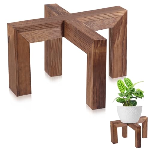 Vigordream Plant Stand, Indoor/Outdoor Wood Plant Holder, Single Flower Pot Stand, Sturdy Planter Stand (Walnut, Fit 8-15inch pots) - size: Fit 8-15inch pots