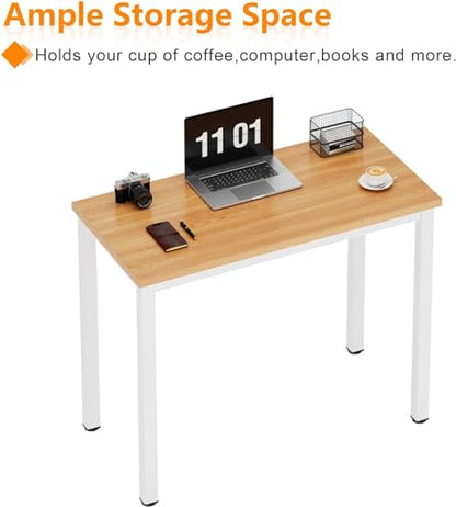 sogesfurniture Computer Office Desk Computer Table with BIFMA Certification Sturdy Office Desk Writing Desk,Teak&Black,BHUS-AC3BW-8040