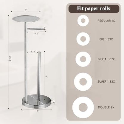 SHUNLI Toilet Paper Holder Stand - Modern Freestanding Toilet Paper Roll Holder with Storage Reserve, Toilet Tissue Paper Roll for Bathroom, SUS304 Stainless Steel (Brushed Nickel) - color: Brushed Nickel