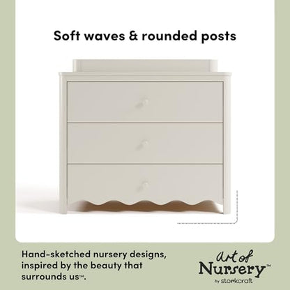 Storkcraft Casablanca 3 Drawer Chest with Changing Topper, Frosted Oat | GREENGUARD Gold Certified Wood Dresser for Nursery & Kids Bedroom, Safety Interlocking Drawer System, Removable Topper - color: Frosted Oat, style: 3 Drawer Dresser