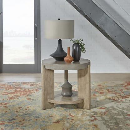 Liberty Furniture Affinity Round End Table for Living Room - Dusty Taupe Faux Concrete Tops - size: End Table