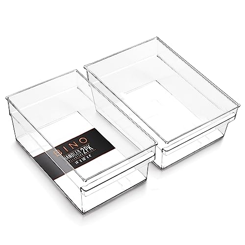 BINO | Plastic Storage Bins, X-Large | THE HANDLER COLLECTION | Multipurpose Organizer Bins | Kitchen Pantry Organizers and Storage | Clear Containers for Organizing Home | Freezer Organizer - size: 2PK X-LARGE - 14 x 10 x 4