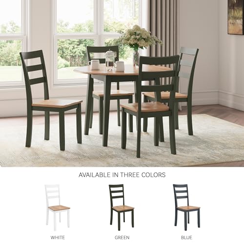 Signature Design by Ashley Gesthaven Green Dining Chairs Set of 2, Ladder Back Wood Kitchen Chairs, Natural Mango Wood Seat, Casual Seating for Dining Rooms - color: Light Brown & Green