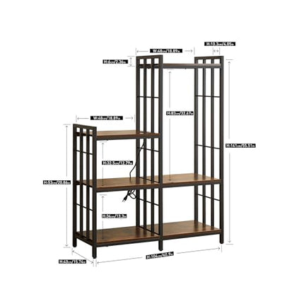 Mini Fridge Stand with Storage,6-Tier Adjustable Bakers Rack with Power Outlet, Mini Fridge Cabinet Shelf, Utility Microwave Stand for Kitchen Living Room Office Dorm