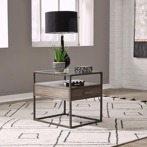 Liberty Furniture Jamestown Glass Top End Table for Living Room - Tobacco - size: End Table