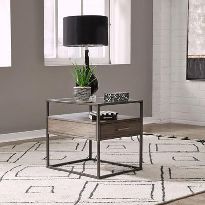 Liberty Furniture Jamestown Glass Top End Table for Living Room - Tobacco - size: End Table