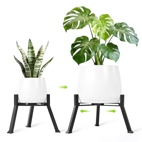 Adjustable Plant Stand Indoor - Modern Anti-Rust Metal Plant Stand, Heavy Duty Plant Stands Outdoor Corner, Fits 8.2 to 11 Inches Pots, Stable Plant Pot Flower Holder for Multiple Plant, Black - 1 Pack - size: L