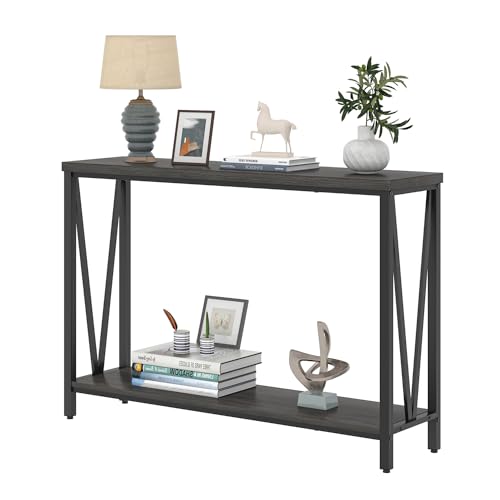 FOLUBAN Console Table for Entryway, Modern Sofa Table Behind Couch, Narrow Entry Table for Hallway, Living Room (Industrial, Dark Gray) - color: Dark Gray