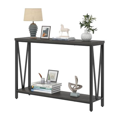 FOLUBAN Console Table for Entryway, Modern Sofa Table Behind Couch, Narrow Entry Table for Hallway, Living Room (Industrial, Dark Gray) - color: Dark Gray