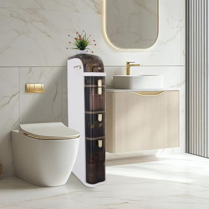 Bathroom Floor Cabinet, Narrow Bathroom Storage Cabinet, Mobile and No Installation Required, Perfect for Small Space Laundry Rooms, Toilet Areas and Living Room Gaps - size: 4-Tiers
