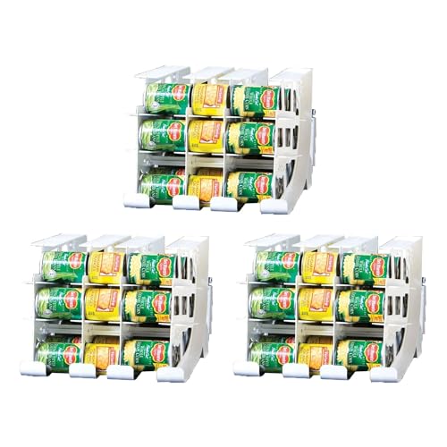 FIFO Can Tracker 3-Pack - 3-Tier Rotating Food Can Organizer for Pantry, Expandable Soda Can Storage for Kitchen, Holds 54 Cans of Food or Soda - size: 3 Pack, style: 54 can