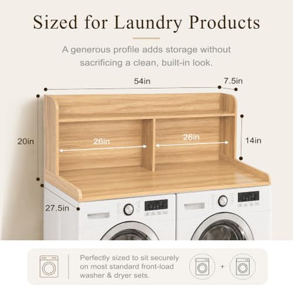 Royxen Laundry Countertop with 20“ Shelf Universal Fit, Washer and Dryer Countertop with Storage Space, Oak - color: Oak