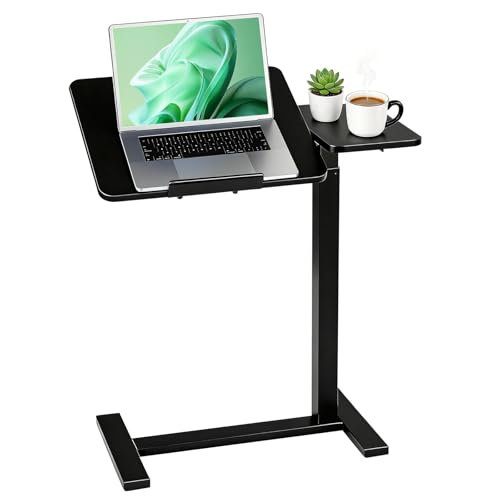 Mobile Standing Desk with Hidden Casters, Adjustable Height Desk, Portable Laptop Computer Table with Tilting Top, for Sit Stand Workstation, Compact and Sturdy for Home, Office, Dorm, Black - color: Black, style: Tilt Adjustable