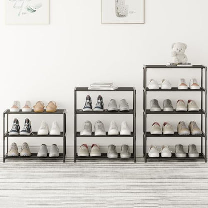Small Metal Shoe Rack,Stackable Shoe Shelf Storage Organizer for Entryway, Hallway and Closet(3-Tier,Black) - size: 3-Tier-Black-1R