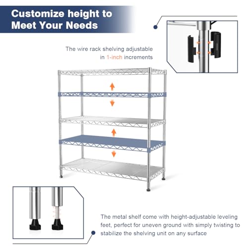 Adjustable 3-Tier Metal Wire Shelves on Wheels,35.4x17.7 x36.5(WxDxH) | Heavy Duty Standing Storage Rack with Lockable Wheels, Wire Shelving Unit for Garage, Kitchen, Office, Pantry,Laundry - color: 3-tier Chrome-35.4"x17.7" X36.5"(wxdxh)