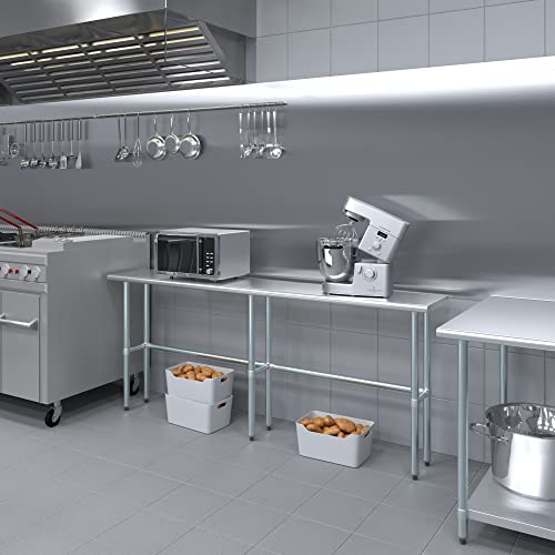 14 in. x 84 in. Open Base Stainless Steel Work Table | Residential & Commercial | Food Prep | Heavy Duty Utility Work Station | NSF - size: 84 in. Length x 14 in. Width