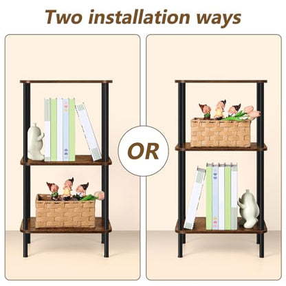 smusei Small End Table Stand 3 Tier Telephone Table Tall End Table 30 Inches High with Storage Shelves Bed Side Table Living Room Nightstand for Bedroom, Office, Sofa Couch, Rustic Brown - color: Brown