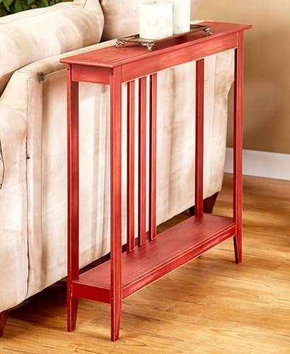 The Lakeside Collection Slim Space Saving Accent Tables 36" W x 7" D x 32" H - Antiqued Country Red - color: Red
