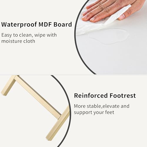 Acovy Foldable TV Trays, Small Folding Table, TV Trays Set of 2, TV Dinner Tray, Side Table for Bed, Couch, Portable Easy to Move, White & Gold - color: White & Gold-2pcs