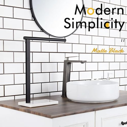 KOKOSIRI Hand Towel Rack Stand Towel Holder with Steady Marble Base for Bathroom Vanity Countertop, Matte Black Stainless Steel 15.7'' Height THS0006-BK - color: Matte Black, size: 1-Bar
