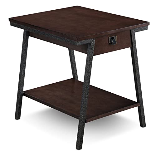 Leick Home 11407 Empiria One Drawer Side Table, Walnut and Foundry Bronze - color: Walnut