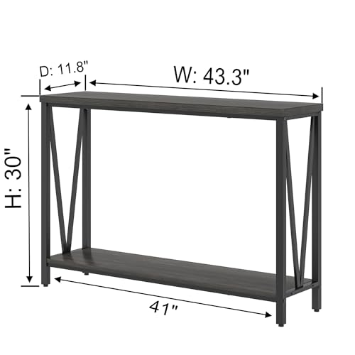 FOLUBAN Console Table for Entryway, Modern Sofa Table Behind Couch, Narrow Entry Table for Hallway, Living Room (Industrial, Dark Gray) - color: Dark Gray