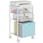 BOHDK Rolling File Cart with 3 Storage Drawers, Wood & Mesh Hanging File Folder Organizer with Wheels Under Desk, File Cabinets for Home Office, 11.81" D x 14.8" W x 25.39" H, White - color: White