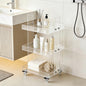 3-Tier Acrylic Utility Rolling Cart,Clear Multifunction Storage Organizer on Wheels Mobile Trolly Side Table for Home Kitchen Bathroom Living Room,Narrow Space Snack Cart