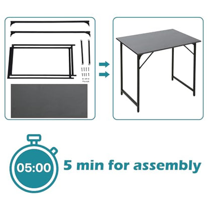 Dkelincs 32 Inch Small Computer Desk Home Office Desk Writing Desk Modern Simple Style Study Work Table with Metal Frame, Easy Assembly, Adjustable Feet, Water-Resistant, Scratchproof Surface, Black - color: Black, size: 32 Inch