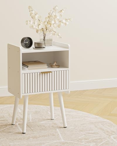 Night Stand, Modern Side Table, Small Nightstand, Wood Bedside Table with Storage Drawer End Table for Bedroom,Living Room,Office,White - color: White