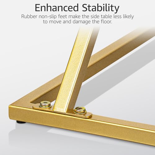 Square End Table with Tempered Glass Top, Stylish X-Shaped Metal Frame, Living Room Coffee Table, Sofa Side Table, Accent Tables for Small Spaces, Modern Bedside Table for Bedroom (Gold) - color: Gold, style: Style 3