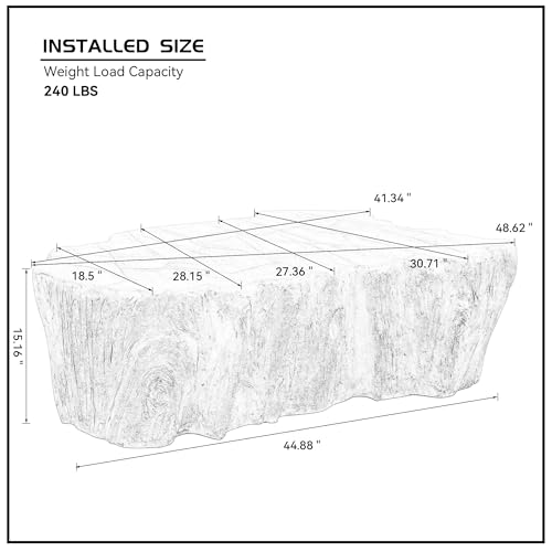 48.62'' Irregular Coffee Table Faux Stone Coffee Table for Living Room Modern Concrete Coffee Tables with Cement Live Edge Indoor Outdoor Center Tables No Assembly, Beige - color: Irregular-beige