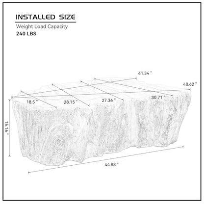 48.62'' Irregular Coffee Table Faux Stone Coffee Table for Living Room Modern Concrete Coffee Tables with Cement Live Edge Indoor Outdoor Center Tables No Assembly, Beige - color: Irregular-beige