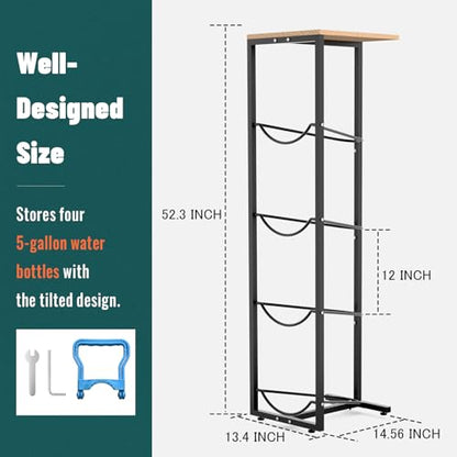 MYLOLF 5 Gallon Water Jug Holder with Storage Shelve : 4 Tier Water Jug Stand Holder for 5 Gallon Water Dispenser- 5 Gal Water Bottle Storage Rack Organizer for Home Kitchen Garage - size: 4 Tier +