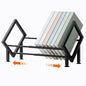 Expandable Desktop Bookshelf Organizer, Metal Office Tabletop Book Storage Rack, Large Tilting Bookcase for Books/CDs/Magazine Display, Desk Shelf for Top of Desk in Living Room, Home, Office (Black)