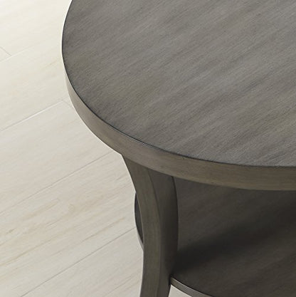 Roundhill Furniture Perth Contemporary Oval Shelf End Table, Gray - color: Grey