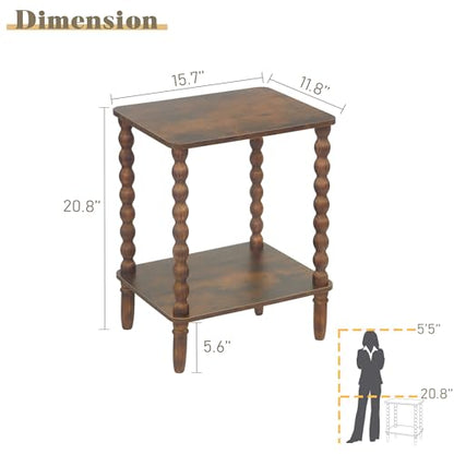 Fultyle Side Tables Set of 2, Small End Table with Storage Shelf, Night Stand Set 2 Bedside Tables for Living Room, Bedroom, Office and Small Spaces (Rustic Brown) - color: Rustic Brown Set of 2