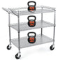 BolDuck Heavy Duty Utility Cart, 990Lbs Capacity 3 Tier Rolling Carts with Wheels, Kitchen Cart on Wheels with Storage, Commercial Grade Metal Serving Carts with Wire Shelving &Handle Bar, Silver - color: Silver