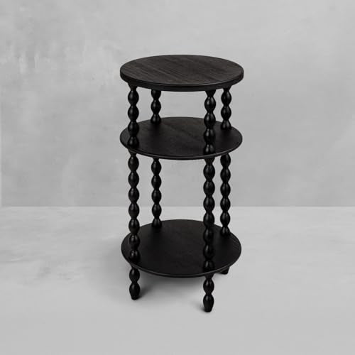 Creative Co-Op Bobbin Leg Round Wood Accent Table, Black - color: Black, size: 15.75"L x 15.75"W x 29.5"H