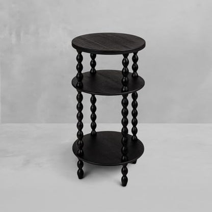 Creative Co-Op Bobbin Leg Round Wood Accent Table, Black - color: Black, size: 15.75"L x 15.75"W x 29.5"H