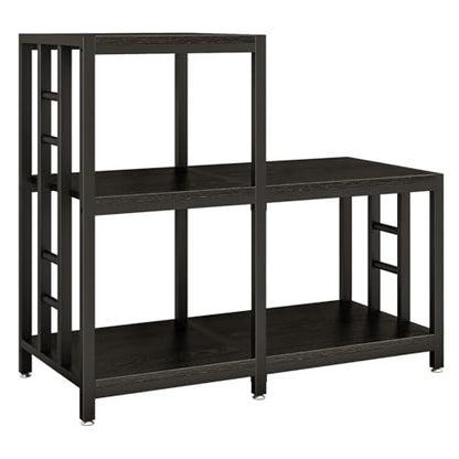 METYERRY 5-Tier Mini Fridge Stand, Bakers Rack with Storage,Multi-Purpose Microwave Stand,Mini Fridge Cabinet,Mini Fridge Shelf for Office,Kitchen,Living Room,Coffee Bar,Black - color: Black