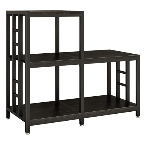 METYERRY 5-Tier Mini Fridge Stand, Bakers Rack with Storage,Multi-Purpose Microwave Stand,Mini Fridge Cabinet,Mini Fridge Shelf for Office,Kitchen,Living Room,Coffee Bar,Black - color: Black