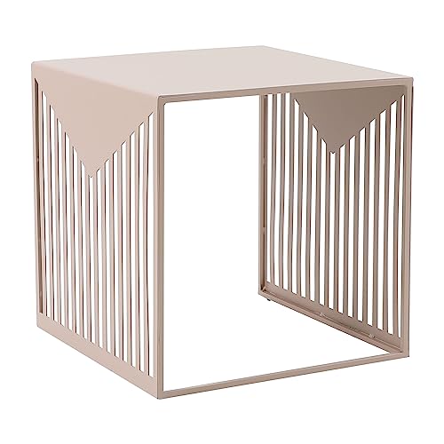 LeisureMod Mid-Century Design Square Side/End Table, Steel Powder Coated Finish, Perfect for Modern and Contemporary Living Space, Brown - color: Brown