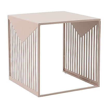LeisureMod Mid-Century Design Square Side/End Table, Steel Powder Coated Finish, Perfect for Modern and Contemporary Living Space, Brown - color: Brown